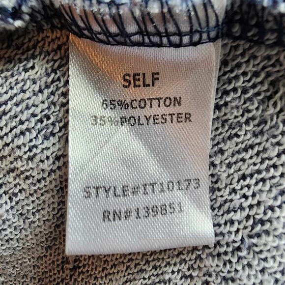 Oddi Distressed Cold-Shoulder Scoop Neck Blue Lace Sweater | Women's Large - Picture 10 of 11